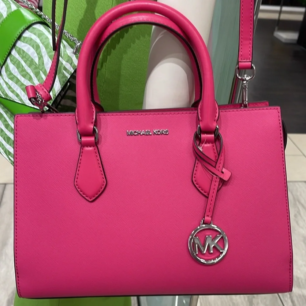 Michaela Kors Sheila Medium Faux Saffiano Leather Satchel
Dragonfruit 
NWT - Picture 4 of 16